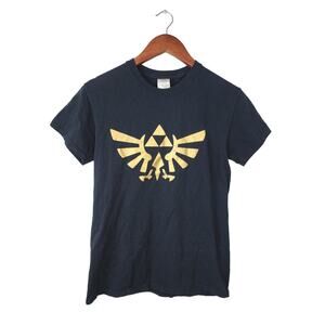 Gildan Small Black The Legend Of Zelda Nintendo Hyrule Crest TriForce Logo Tee